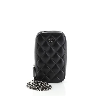Chanel Zip Around Phone Case with Chain Quilted Lambskin 