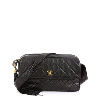 Chanel Vintage Front Pocket Camera Bag Quilted Leather Large Black 459714