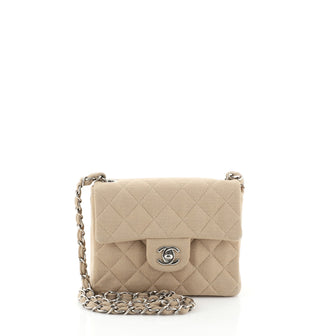Chanel Vintage Square Classic Single Flap Bag Quilted Jersey Mini