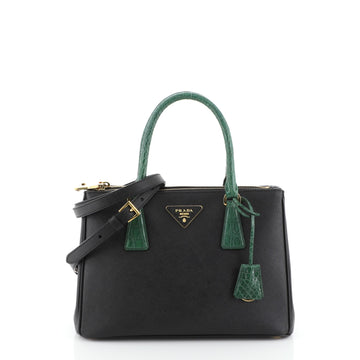 Prada Galleria Double Zip Tote Saffiano Leather with Crocodile Small