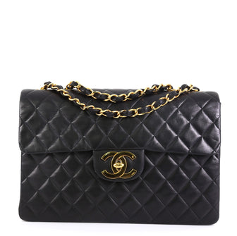 Chanel Vintage Classic Single Flap Bag Quilted Lambskin Maxi
