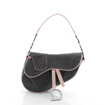 Christian Dior Vintage Saddle Bag Denim Medium