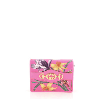Gucci Flap Card Case Flora Leather 