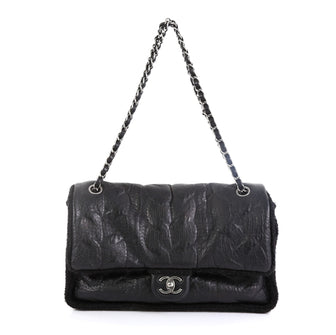 Chanel Chic Knit Flap Bag Sheepskin and Wool Small Black 459902
