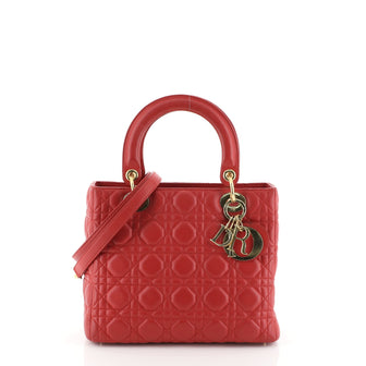 Christian Dior Lady Dior Handbag Cannage Quilt Lambskin Medium