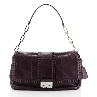 Christian Dior New Lock Ruffle Flap Bag Cannage Quilt Lambskin Purple 4601928