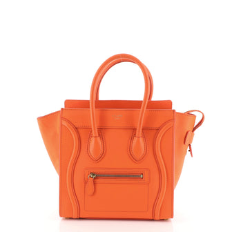 Celine Luggage Handbag Smooth Leather Micro Orange 460201