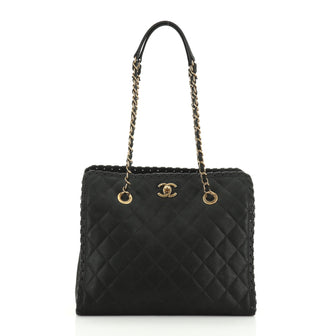 Chanel Happy Stitch Tote Quilted Velvet Calfskin Small