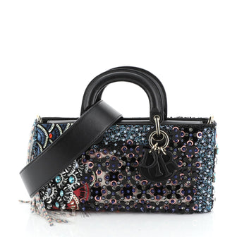 Christian Dior Runway Fringe Handbag Embellished Canvas 