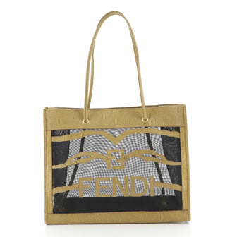 Fendi Logo Tote Embroidered Mesh and Coated Canvas Medium