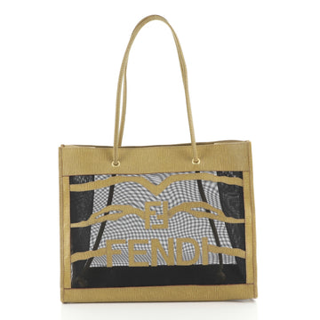 Fendi Logo Tote Embroidered Mesh and Coated Canvas Medium