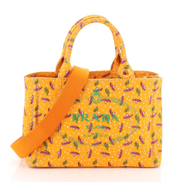 Prada Canapa Convertible Tote Printed Canvas Mini
