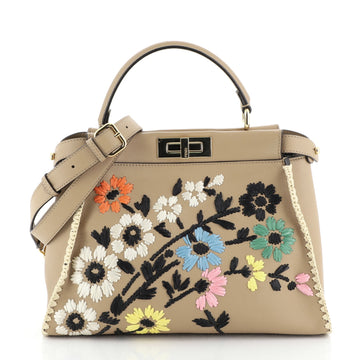 Fendi Peekaboo Bag Embroidered Leather Regular