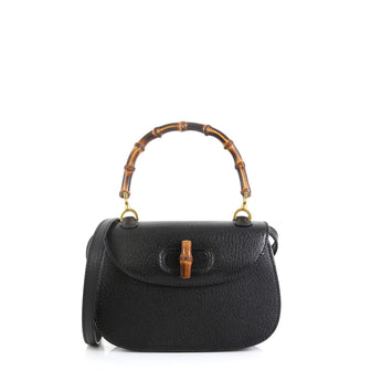 Gucci Vintage Bamboo Convertible Top Handle Bag Leather Small