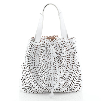 Alaia Bucket Tote Laser Cut Leather 