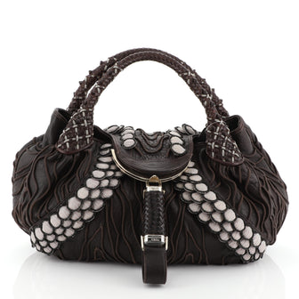 Fendi Spy Bag Limited Edition Embroidered Leather Brown 460361