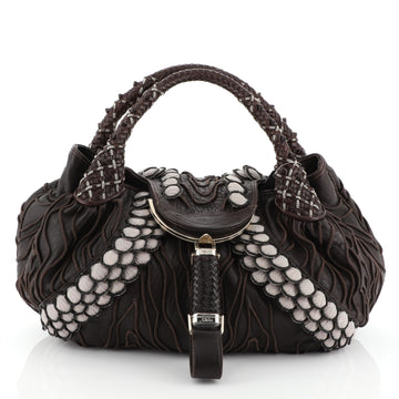 Fendi Spy Bag Limited Edition Embroidered Leather Brown 460361