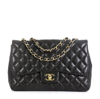 Chanel Classic Single Flap Bag Quilted Lambskin Jumbo Black 460481
