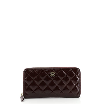 Chanel Zip Around Wallet Quilted Patent Long