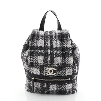 Chanel Front Zip Backpack Printed Nylon Small