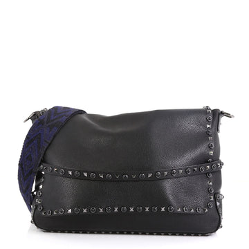 Valentino Rolling Rockstud Messenger Leather with Cabochons Large