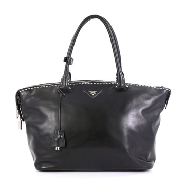 Prada Satchel Stitched Soft Calfskin Large Black 460691