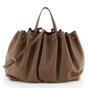 Valentino Bloomy Tote Leather Large Brown 460692
