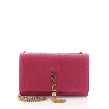 Saint Laurent Classic Monogram Tassel Crossbody Bag Python Embossed Leather Medium