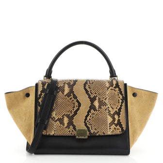 Celine Tricolor Trapeze Handbag Python and Leather Medium