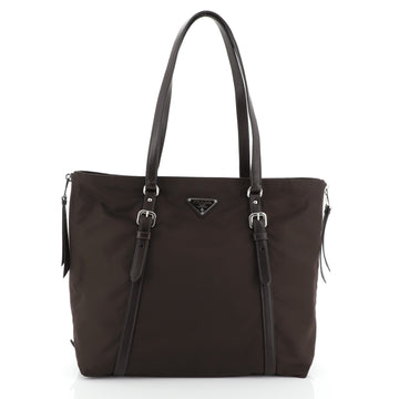 Prada Side Zip Belted Tote Tessuto Medium