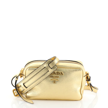 Prada Zip Crossbody Bag Vitello Phenix Mini Metallic 460827