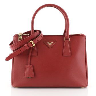 Prada Double Zip Lux Tote Saffiano Leather Small Red 460831