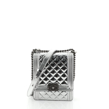 Chanel North South Boy Flap Bag Quilted Metallic Calfskin Small Metallic 460861