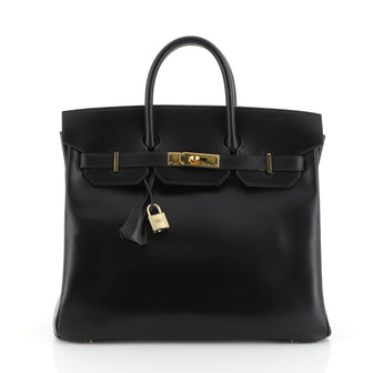 Hermes HAC Birkin Bag Black Box Calf with Gold Hardware 32