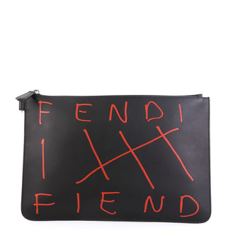 Fendi Fiend Pouch Printed Leather Medium