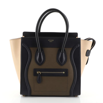 Celine Tricolor Luggage Handbag Leather Micro