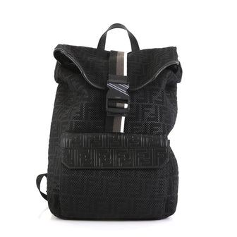 Fendi Buckle Flap Backpack Zucca Mesh with Leather Large