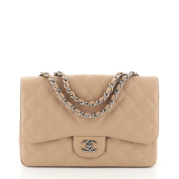 Chanel Vintage Classic Double Flap Bag Quilted Caviar Jumbo