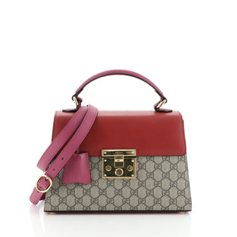 Gucci Padlock Top Handle Bag GG Coated Canvas and Leather Small