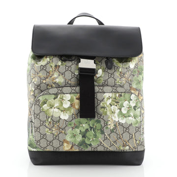 Gucci Buckle Backpack Blooms Print GG Coated Canvas and Leather Medium
