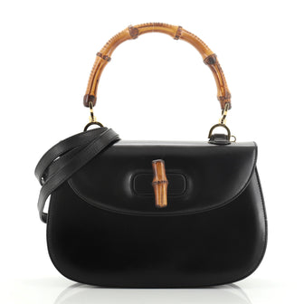 Gucci Vintage Bamboo Convertible Top Handle Bag Leather Medium