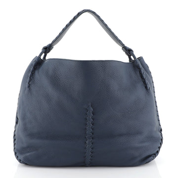 Bottega Veneta Barolo Hobo Leather with Intrecciato Detail Large