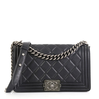 Chanel Boy Flap Bag Quilted Lambskin Old Medium