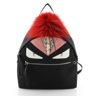 Fendi Monster Backpack Nylon with Leather and Fur Medium