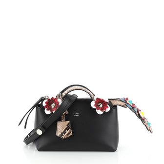Fendi By The Way Satchel Leather with Floral Applique and Python Mini