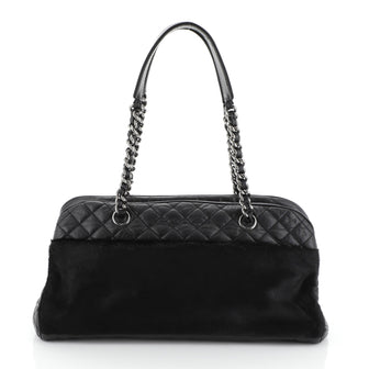 Chanel Chain Bowler Bag Quilted Calfskin and Pony Hair Large
