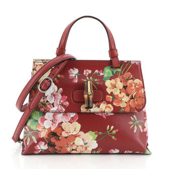 Gucci Bamboo Daily Top Handle Bag Blooms Print Leather Small