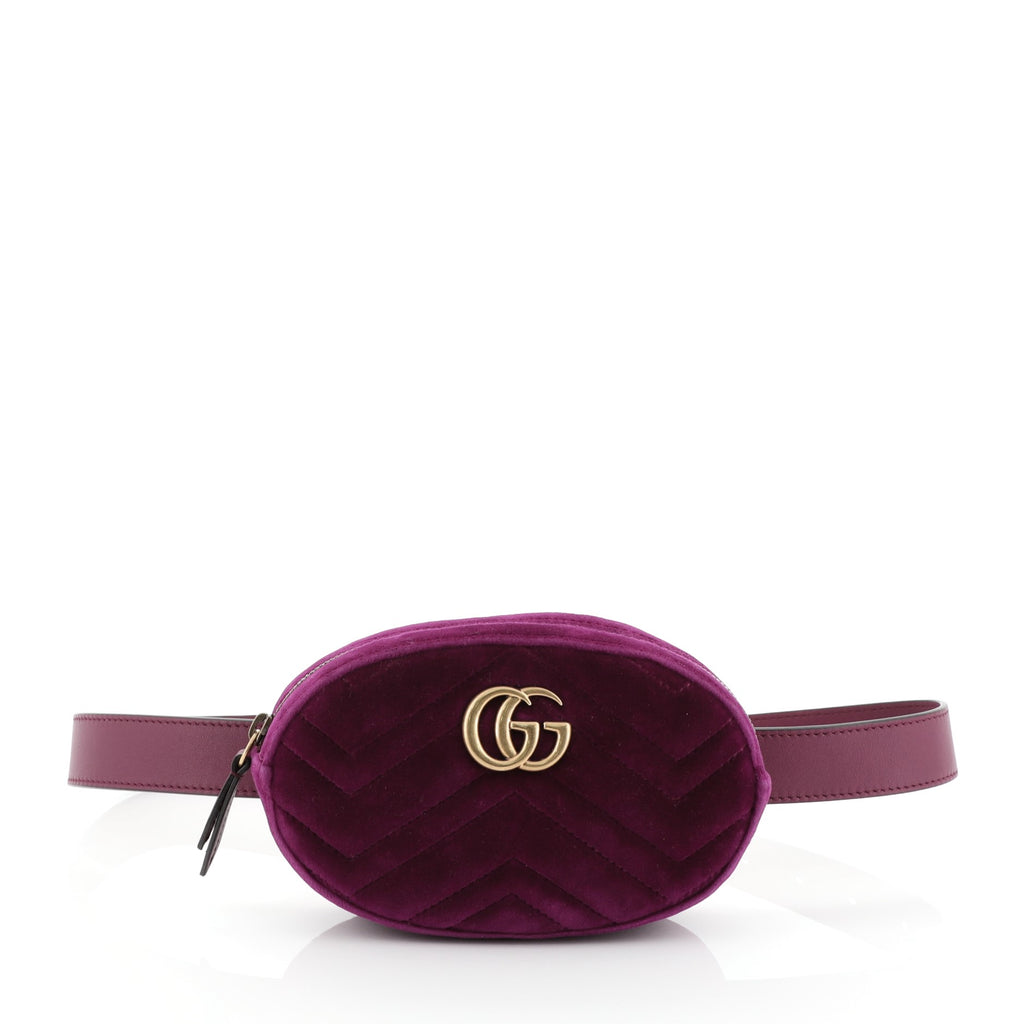 Gucci GG Marmont Belt Bag Matelasse Velvet Purple