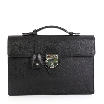 Buckle Flap Briefcase Leather Medium