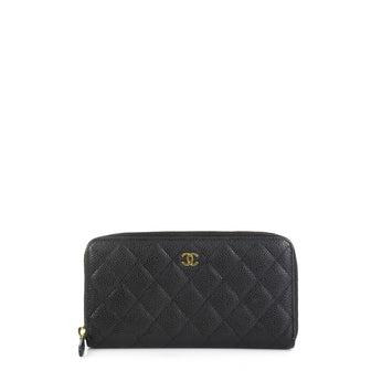 Chanel Zip Around Wallet Quilted Caviar Long